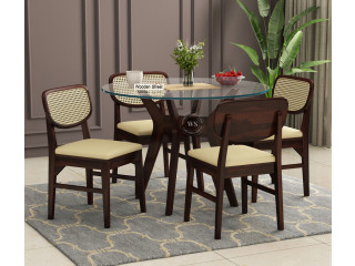 Buy Trois - Marque 4 Seater Dining Set (Walnut Finish) at 30% OFF Online