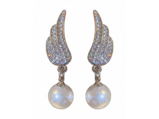 Pearl Drop Wings Earrings