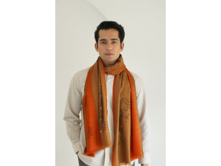 Kani Farwah Hand woven Cashmere Scarf Lacquer Tan