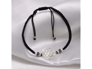 Boho Bliss: Pure Silver Mandala Anklet with Black Thread