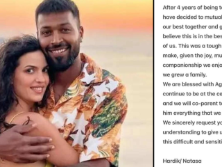 Hardik Pandya announces divorce from his wife, Natasa Stankovic, after four years of marriage