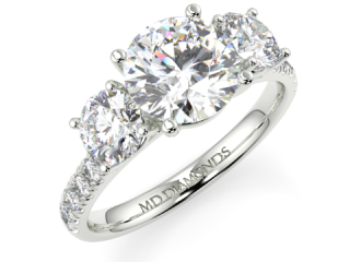 Exquisite Platinum Round Microset Trilogy Diamond Ring for Sale