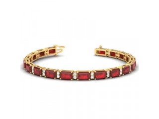 Sale on Emerald Cut Ruby Bracelet of 14.06 carat