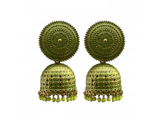 Green Tradirional Jhumka Earrings