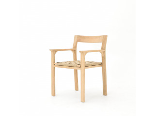 Bali Teak Collective - SURI DINING ARM CHAIR SOLID TEAK THIN BACK REST WITH VIRO SEAT BASE