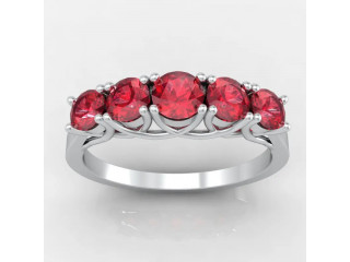 Four Prong Ruby Round Cut Wedding Ring (0.65cttw)
