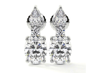 Shop Oval-Cut With Round and Pear Diamond Earrings