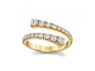 18k Yellow Gold Spiral Diamond Stackable Ring