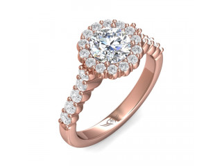 FlyerFit 18K Pink Gold Channel and Shared Prong Engagement Ring