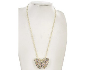 CZ Butterfly Heart Chain Necklace