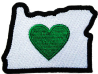 Heart in Oregon iron-on patch | Heart Sticker Company