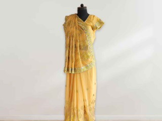 Potato Yellow Gold Boarder Saree