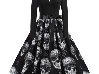 Skull Print Dress for Edgy Style | Mask & Capes