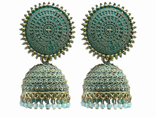 Sky Blue Armenian Style Jhumka Earrings