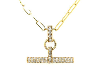 14K Diamond Bail and T Bar Pendant by Providence Diamond Collection